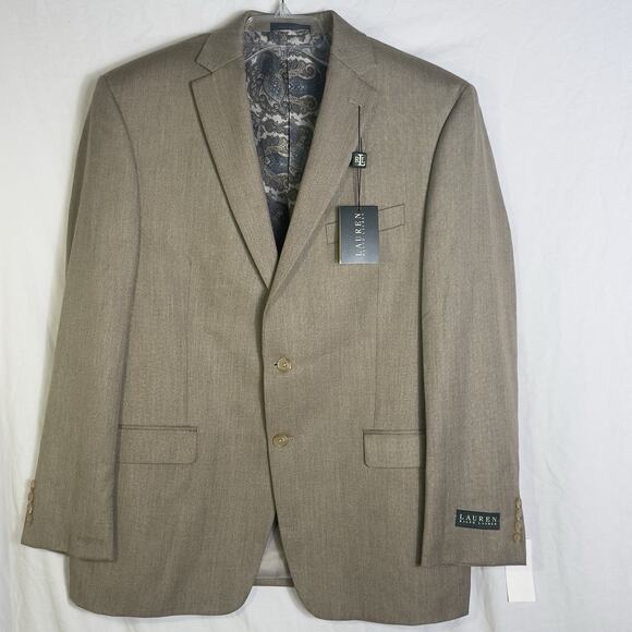 Lauren Ralph Lauren Men’s Blazer 44R Gold Tan Textured Weave Paisley Lined NWT - Picture 2 of 10